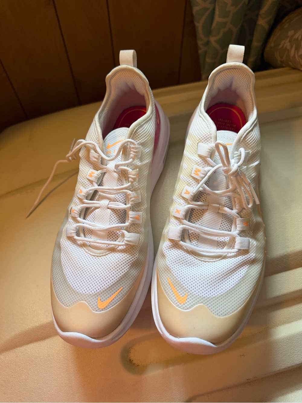 Nike White air max with Peach Accents